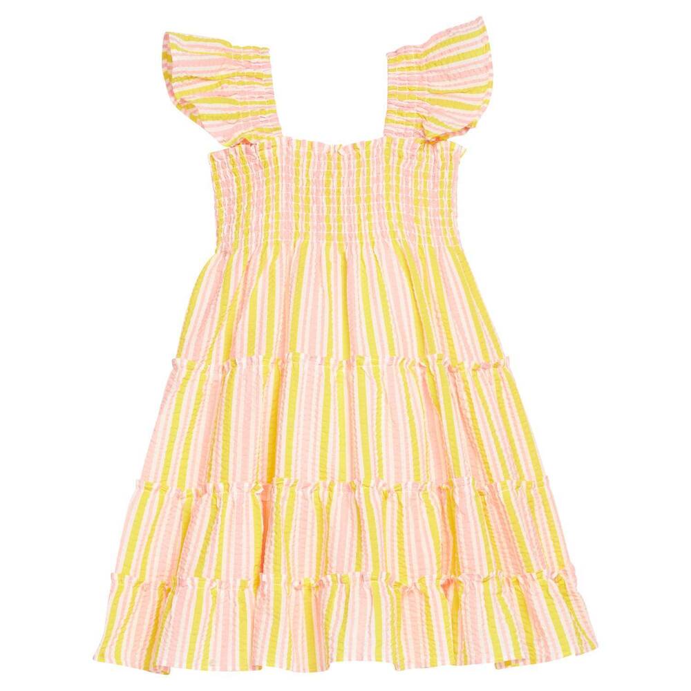 NEW BISBY kids' twirl dress in buttercup seersucker